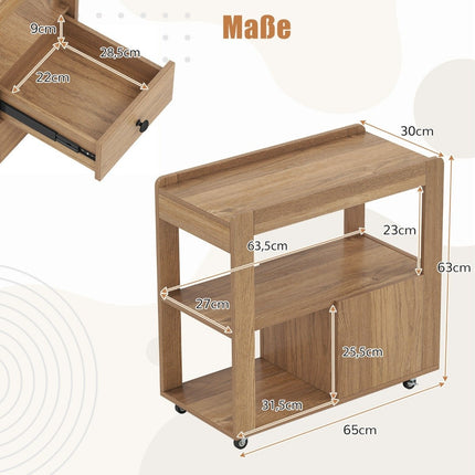 Printer Stand with Wheels, 2 Drawers, and Shelves