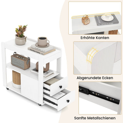 Printer Stand with Wheels, 2 Drawers, and Shelves