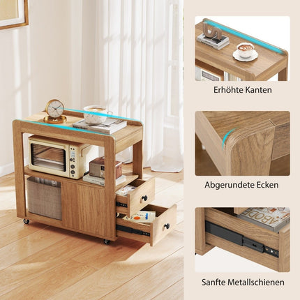 Printer Stand with Wheels, 2 Drawers, and Shelves
