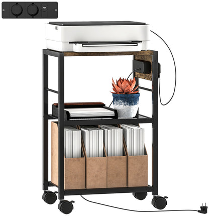 Printer Stand with Wheels, Outlets, USB & USB-C, 40kg Capacity