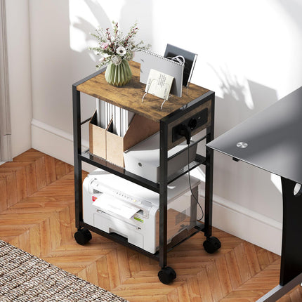 Printer Stand with Wheels, Outlets, USB & USB-C, 40kg Capacity