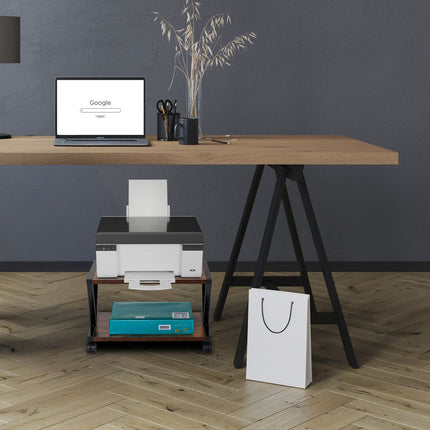 Printer Stand with Wheels, Two Shelves, Mobile