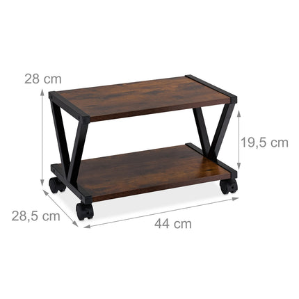 Printer Stand with Wheels, Two Shelves, Mobile