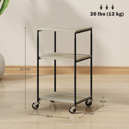 Druckerwagen aus Stahl – 3 Ablagen, 12 kg Tragkraft