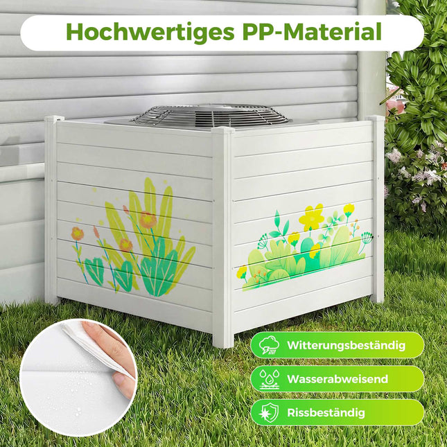 Sichtschutzzaun mit 2 Elementen, wetterfest, weiß