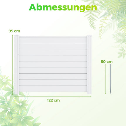 Privacy Fence with 2 Panels, Weatherproof, White