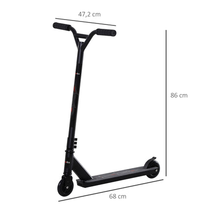 Freestylová koloběžka s 100 mm PU kolečky, černá