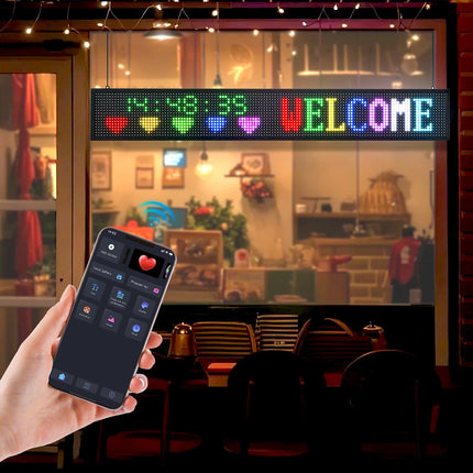 Programmable Full-Color LED Sign 52x8 in, Bluetooth
