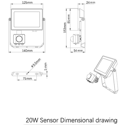 ProjectLine Strahler 20W 1800lm Sensor