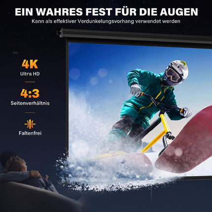 Beamer-Leinwand 84 Zoll 4:3, 171 x 128 cm Rollo
