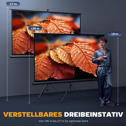 Beamer-Leinwand mit Ständer, 100 Zoll, 16:9 HD 4K
