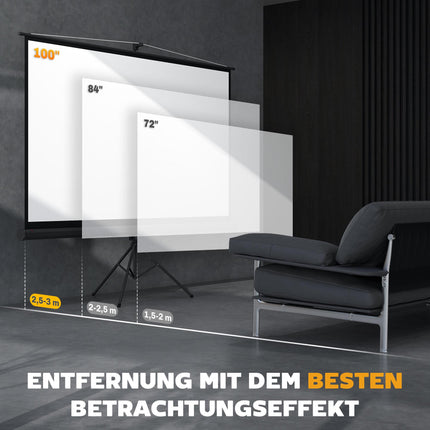 Beamer-Leinwand mit Ständer, 100 Zoll, 16:9 HD 4K