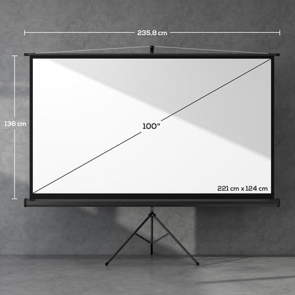 Beamer-Leinwand mit Ständer, 100 Zoll, 16:9 HD 4K