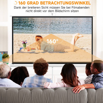 Beamer-Leinwand mit Ständer, 186x105 cm, 16:9 HD 4K