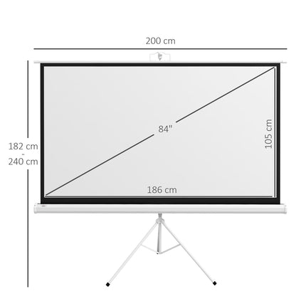Beamer-Leinwand mit Ständer, 186x105 cm, 16:9 HD 4K