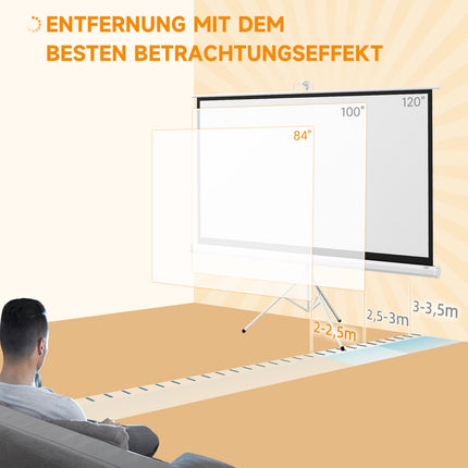 Beamer-Leinwand mit Ständer, 186x105 cm, 16:9 HD 4K