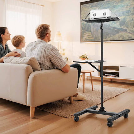 Projector Stand Cart with Wheels, 2-Shelf, Adjustable Height
