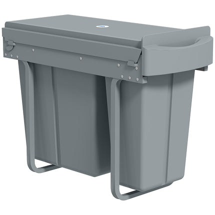 Ausziehbare Küchenabfalleimer, 2 herausnehmbare Eimer, 30L, Metall