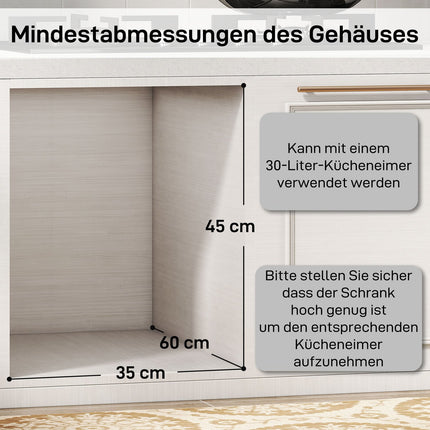 Ausziehbare Küchenabfalleimer, 2 herausnehmbare Eimer, 30L, Metall