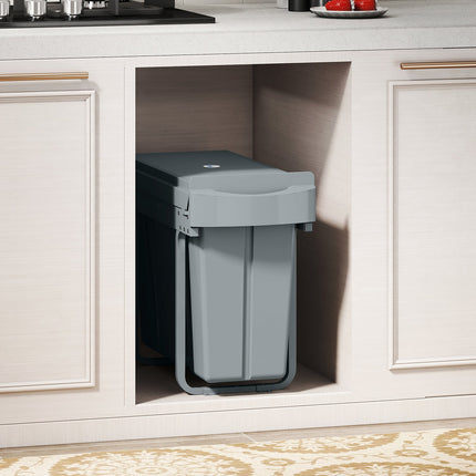 Ausziehbare Küchenabfalleimer, 2 herausnehmbare Eimer, 30L, Metall