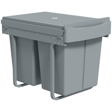 Ausziehbarer Mülleimer, 2x20L, herausnehmbare Behälter, Grau