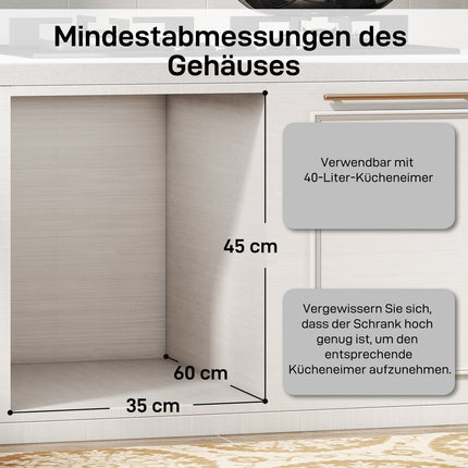 Ausziehbarer Mülleimer, 2x20L, herausnehmbare Behälter, Grau