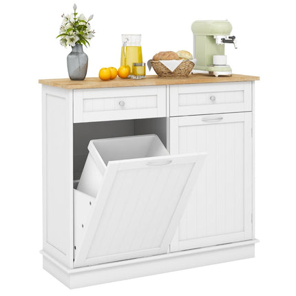 Pull-Out Trash Cabinet with Hidden 42L Bin, Pet-Safe, White