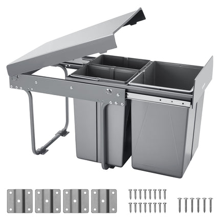 Pull-Out Under-Sink Trash Can, 40L 3-Bin, Full-Extension