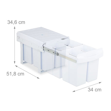 Pull-Out Waste Bin with Lid, White, Space-Saving
