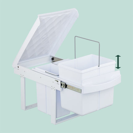 Pull-Out Waste Bin with Lid, White, Space-Saving