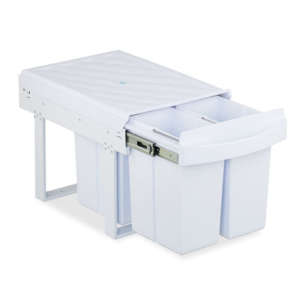 Pull-Out Waste Bin with Lid, White, Space-Saving