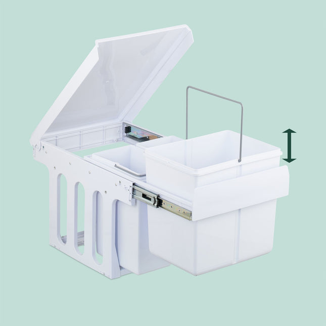 Pull-Out Waste Bin with Lid – White, Space-Saving