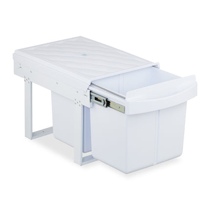 Pull-Out Waste Bin with Lid – White, Space-Saving Design