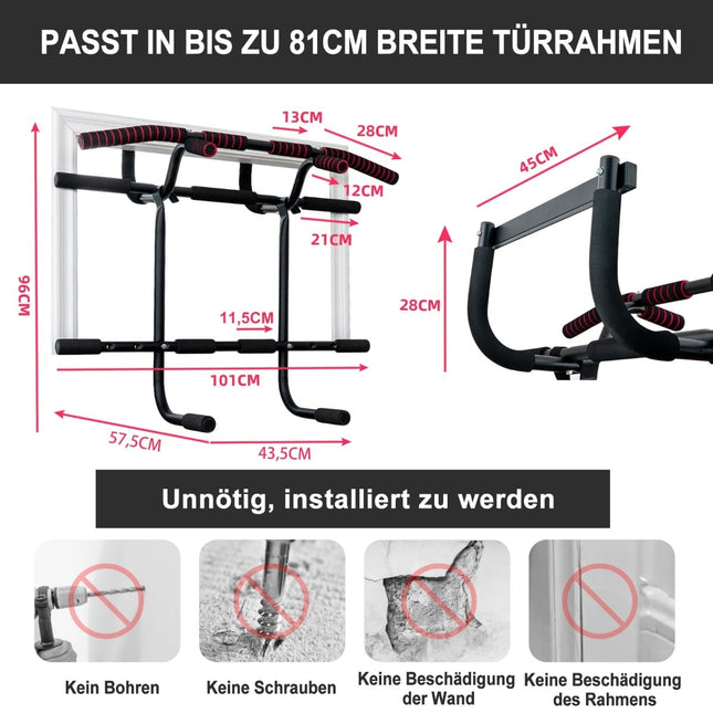 Klimmzugstange für Türrahmen, 150 kg Tragkraft, Schaumstoffgriff