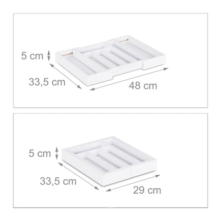 Pull-out cutlery box in white bamboo
