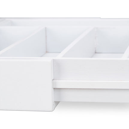 Pull-out cutlery box in white bamboo