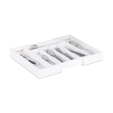 Boîte à couverts coulissante en bambou blanc