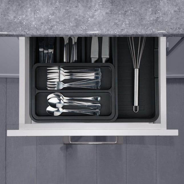 Pull-out cutlery tray in black