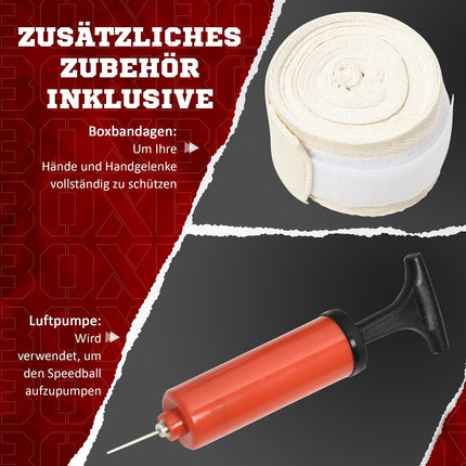 Verstellbares Boxregal mit Reflexstange und Boxsack, 1,63-2,05 M