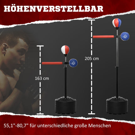 Verstellbares Boxregal mit Reflexstange und Boxsack, 1,63-2,05 M