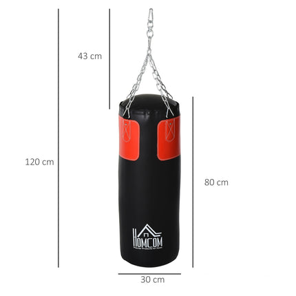 Boxsack-Set mit Handschuhen, gefüllt, 120cm, schwarz/rot