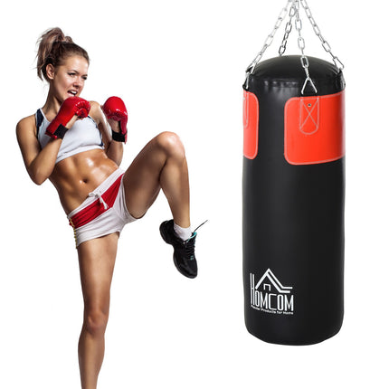 Boxsack-Set mit Handschuhen, gefüllt, 120cm, schwarz/rot