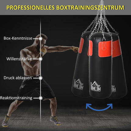 Boxsack-Set mit Handschuhen, gefüllt, 120cm, schwarz/rot