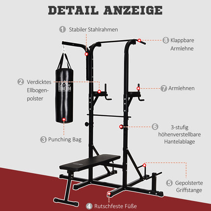 Black Steel Punching Bag - Large 180x183x219 cm