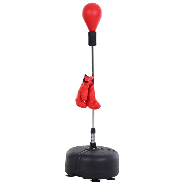 Punchingball mit Ständer, 136–154 cm höhenverstellbarer Boxsack, stehender Punchingball mit Boxhandschuhen, für Jugendliche und Erwachsene, für Ausrüstung, Stressabbau, Fitness, Rot