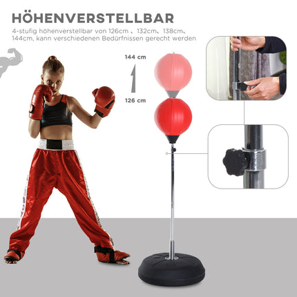 Stojanový boxovací pytel s rukavicemi, nastavitelná výška 126-144cm