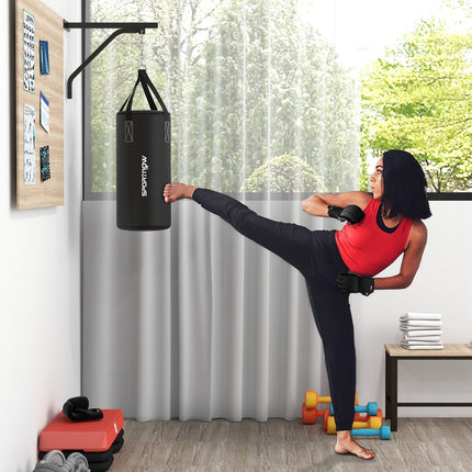 Support mural pour sac de frappe avec gants, dragonnes et crochet rotatif à 360°, support réglable pour sac de frappe, sac de sable, acier, noir