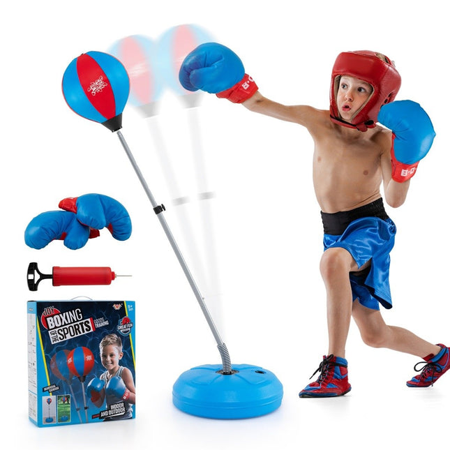 Punchingball 120-154cm höhenverstellbar Standboxball Boxsack Set Boxset Kinder Blau
