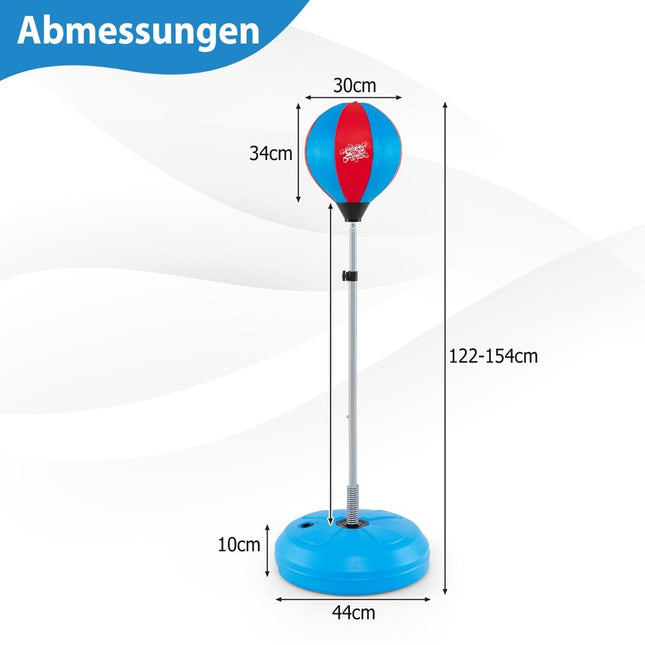 Punchingball 120-154cm höhenverstellbar Standboxball Boxsack Set Boxset Kinder Blau