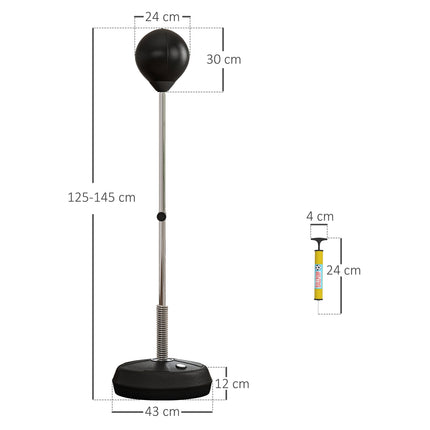 Verstellbares Punchball-Set, 125-145 cm mit Handschuhen und Pumpe